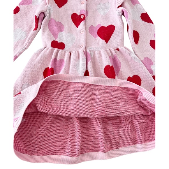 BEAUTIFUL Janie & Jack Kids Knit Pink Heart Sweater Dress | Girls 4T - Picture 5 of 8